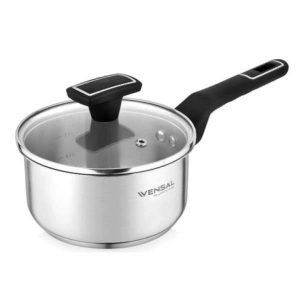 Ковш с крышкой Vensal Velours noir из нержавеющей стали 1,6л (16см) 1500VS