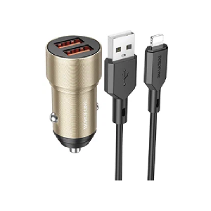 АЗУ Borofone BZ19 2USB 2.4A 12W для Lightning 8-pin (Gold)