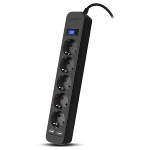 Фильтр SVEN SF-05LU 1,8 м (5 евро розет.2 USB (2,4 А)) черный