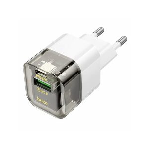 СЗУ Hoco C131A 1USB+1Type-C 3.0A QC3.0 PD 30W б/з для Type-C Type-C 1м (Transparent Black)
