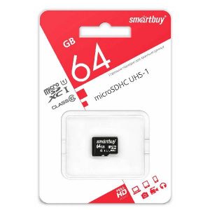 Карта памяти Smartbuy micro SDXC 64 Gb Class 10 UHS-1 (без адаптера)