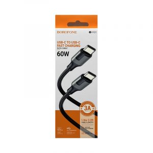 Кабель Borofone BX101 USB 3.0A 60W для Type-C Type-C TPE 1м (Black)